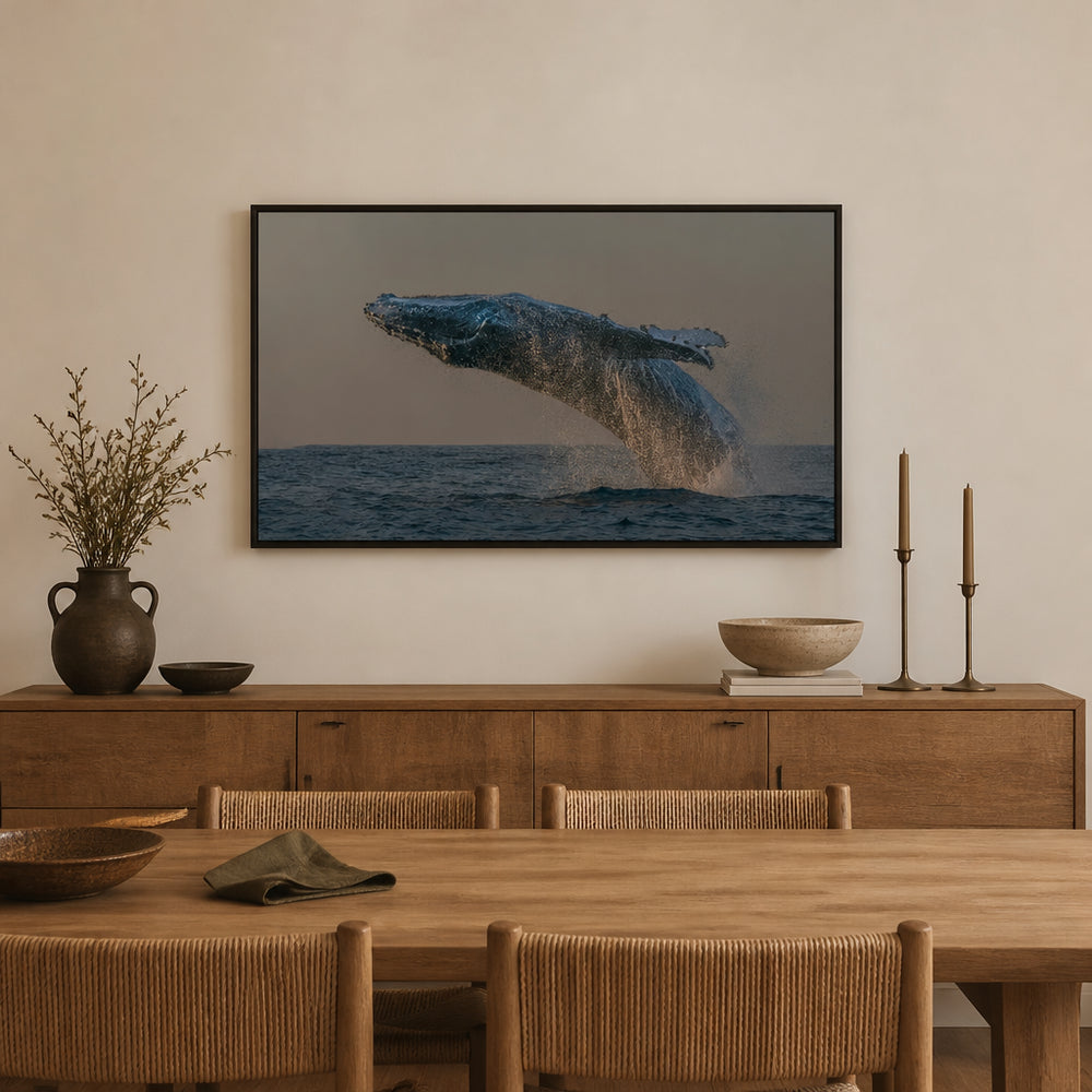 Room mockup featuring Breaching Whale Majesty Photo Print