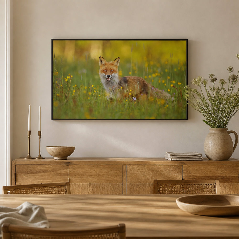 Room mockup featuring Fox Meadow Bliss Photo Print