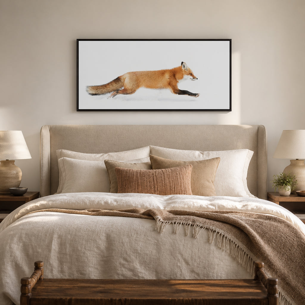Room mockup featuring Algonquin Running Red Fox Photo Print
