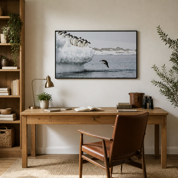 Room mockup featuring Penguin Plunge Splash Photo Print