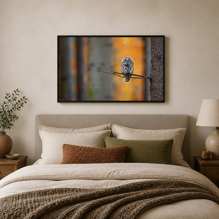 Room mockup featuring Enchanted Forest Sentinel Photo Print