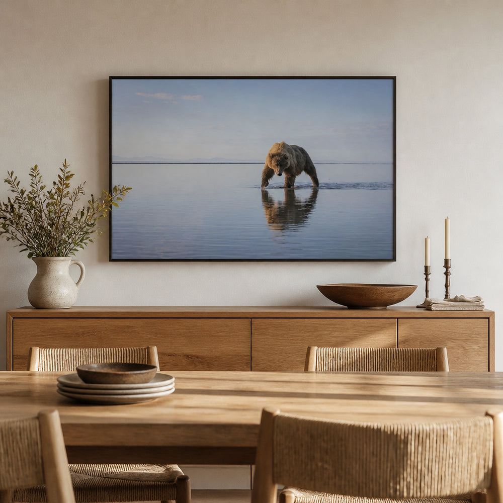 Room mockup featuring Bear's Tranquil Stroll Photo Print
