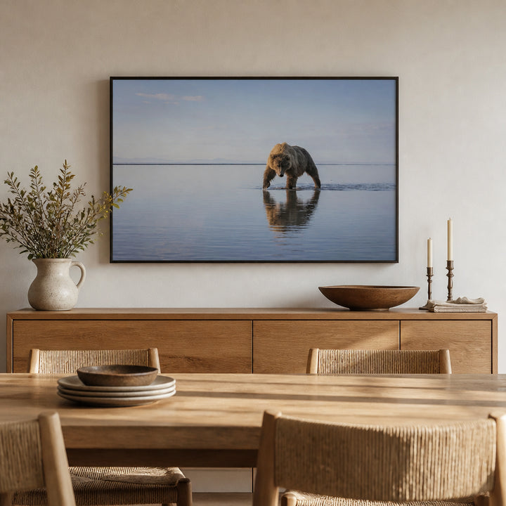 Room mockup featuring Bear's Tranquil Stroll Photo Print