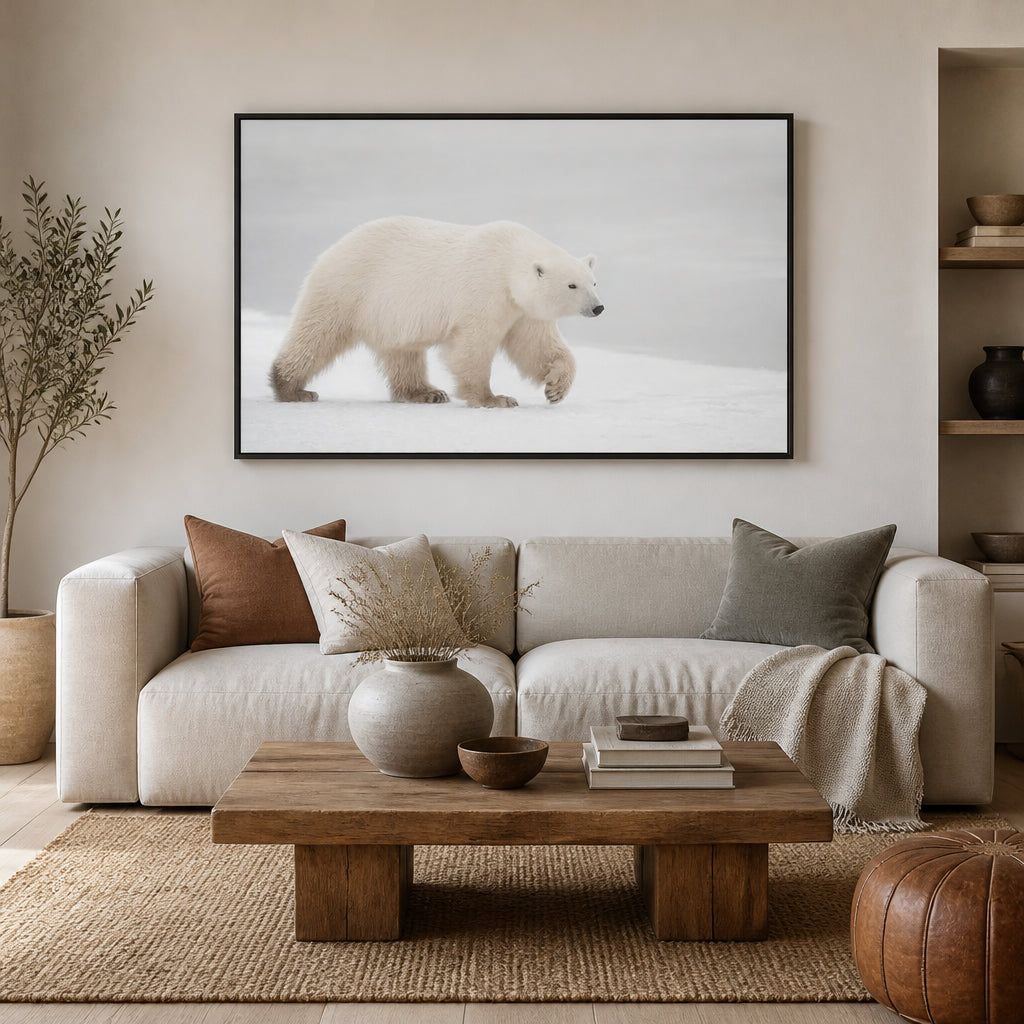Bears photography prints in a styled room