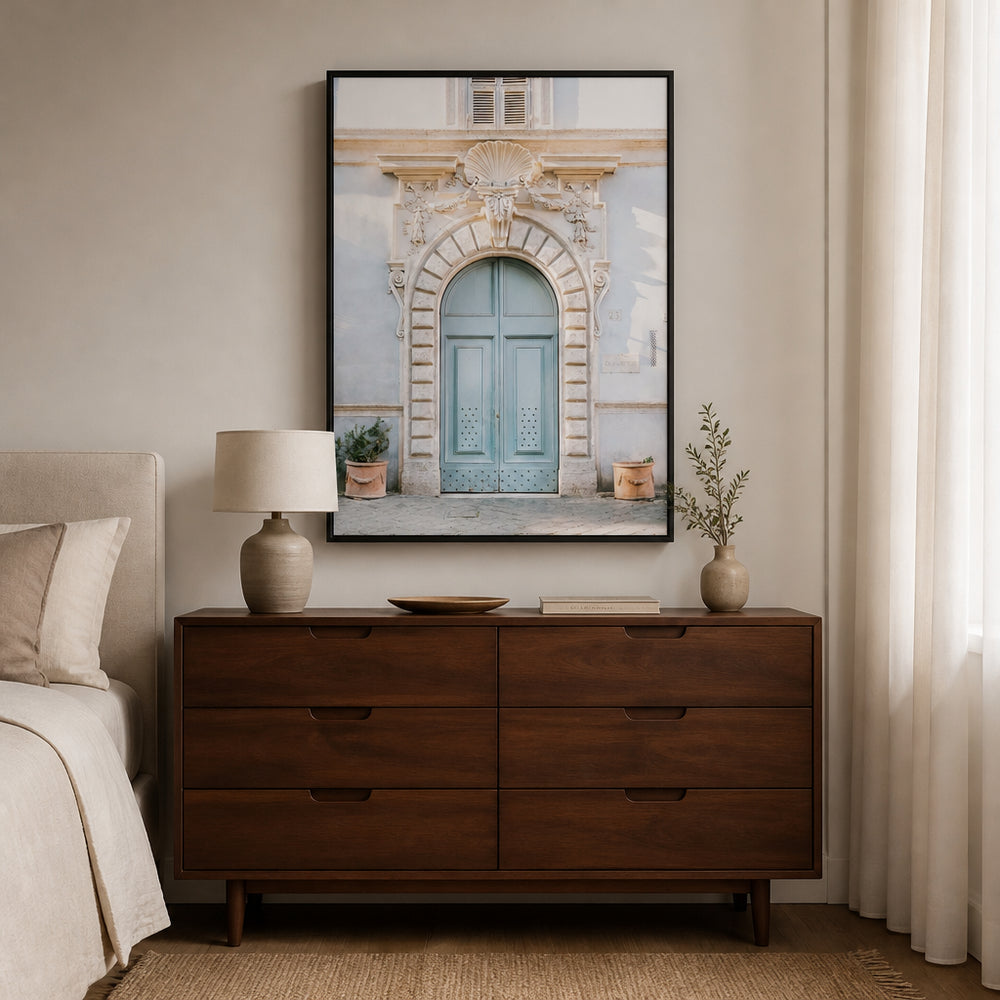 Room mockup featuring Rome Blue Doorway Photo Print