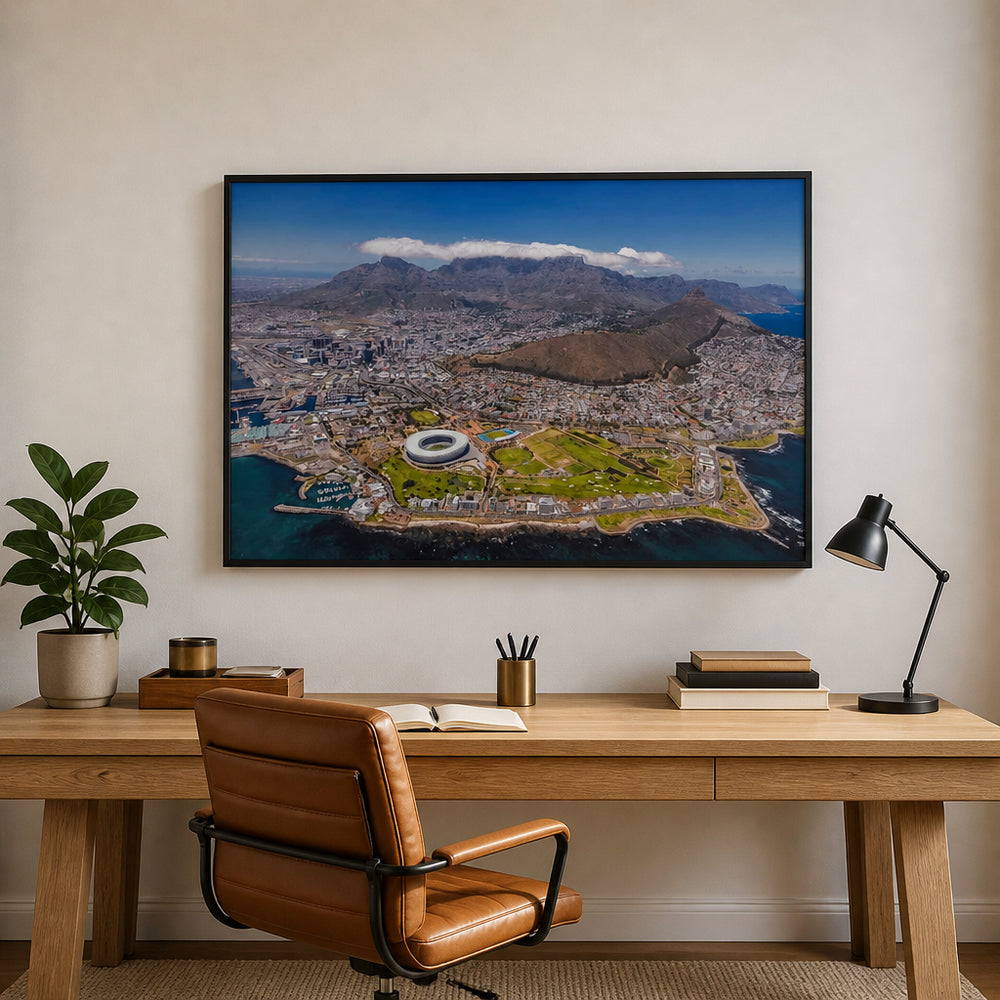 Room mockup featuring Cape Town Aerial View Photo Print