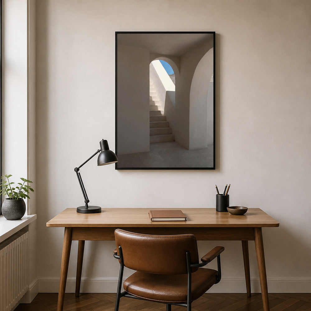 Room mockup featuring Ascending Modern Steps Photo Print