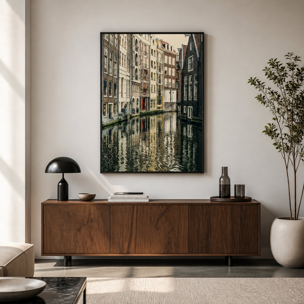 Room mockup featuring Twin Cities Canal Reflections Photo Print