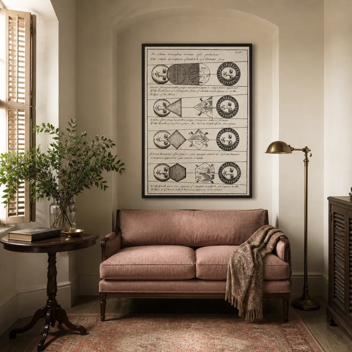 Room mockup featuring Four Diagrams of Solar Eclipses by Johannes Buno Art Print