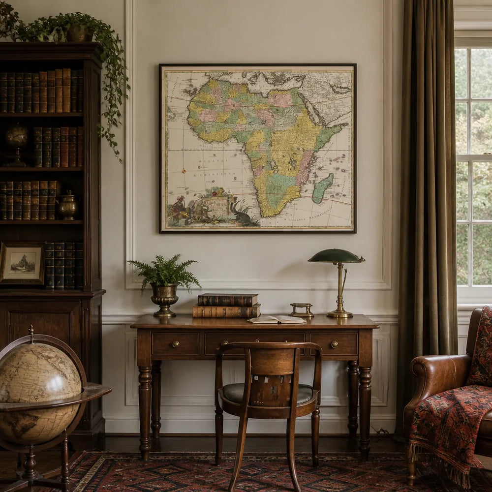Room mockup featuring Map of Africa by Carel Allard Art Print