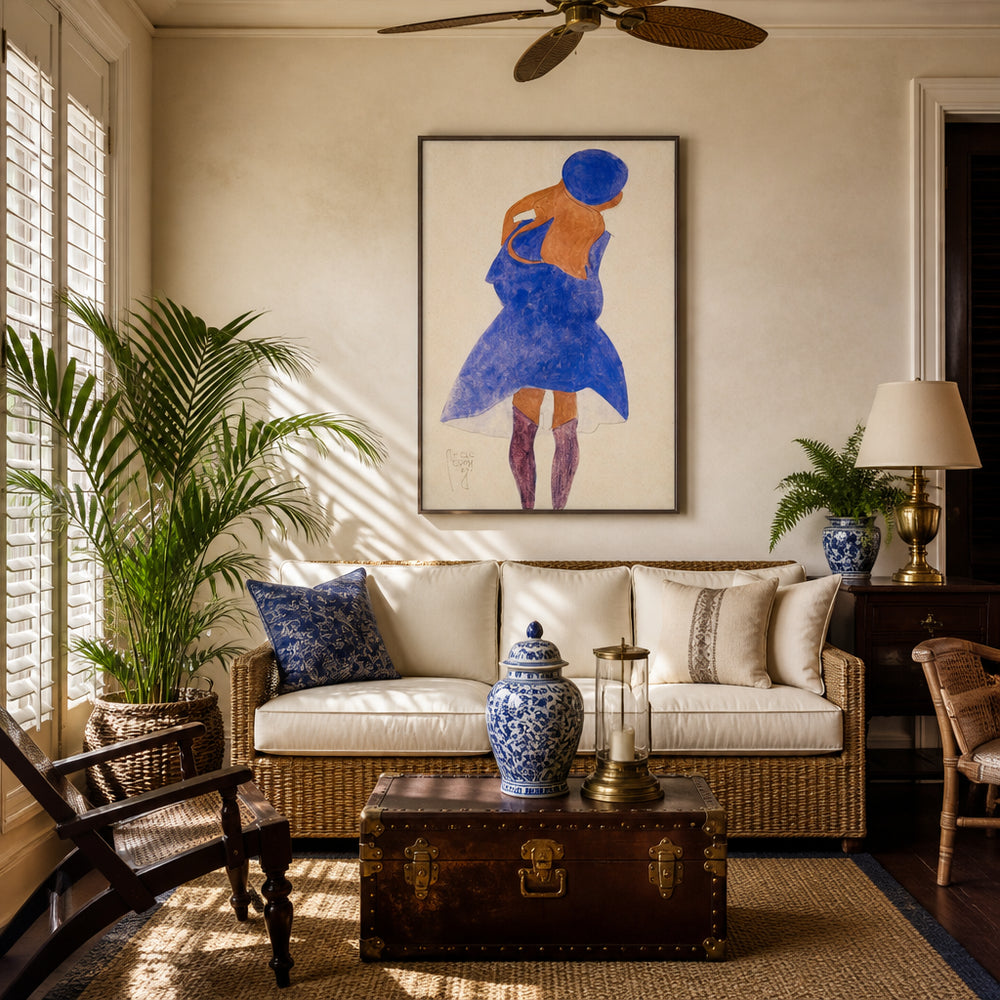 Room mockup featuring Standing Girl Back View by Egon Schiele Art Print