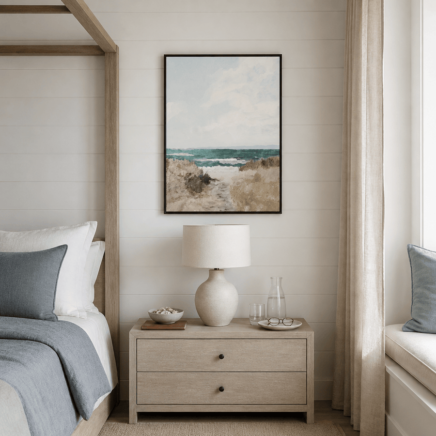 Strolling To Shore Art Print in a room setting