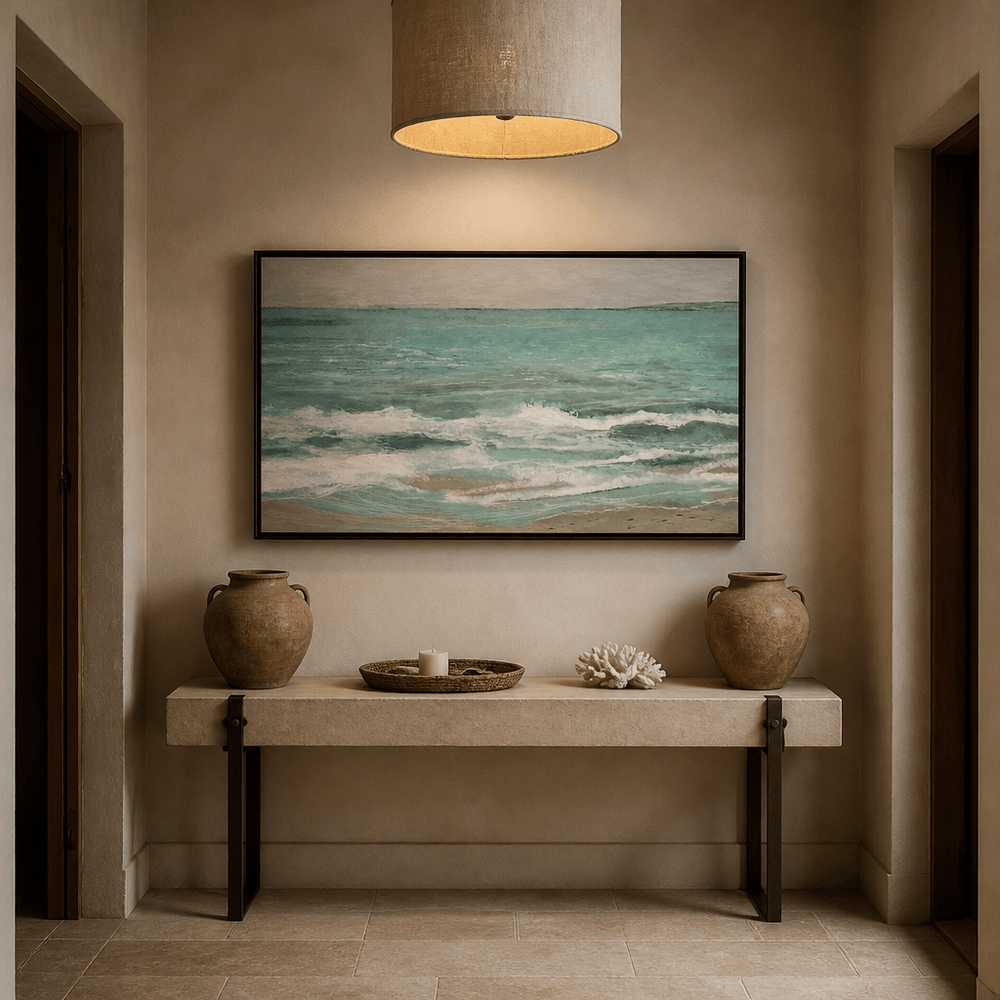 Room mockup featuring East Bank Breaking Waves Art Print