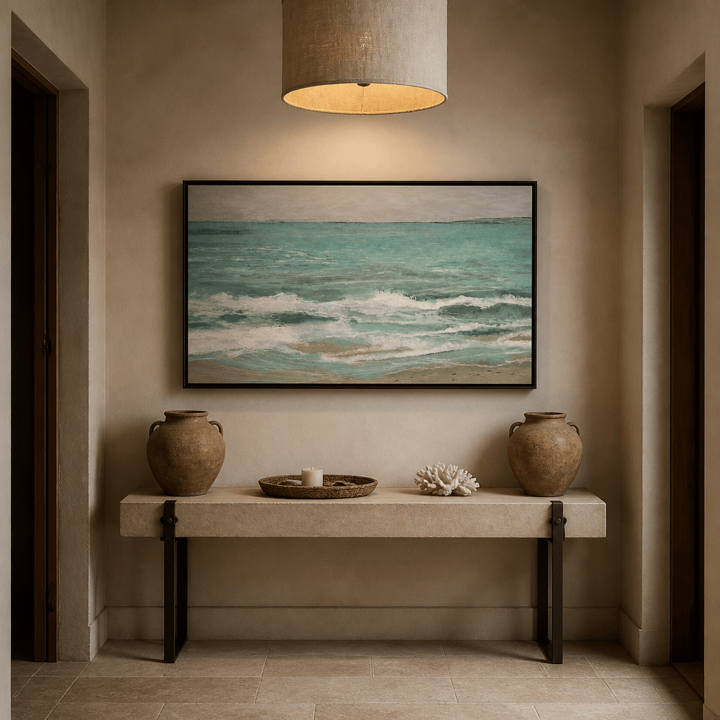 Room mockup featuring East Bank Breaking Waves Art Print