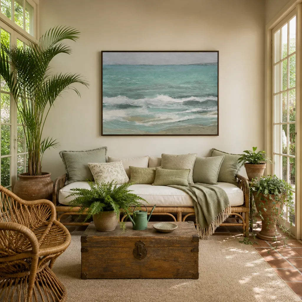 Room mockup featuring East Bank Breaking Waves Art Print