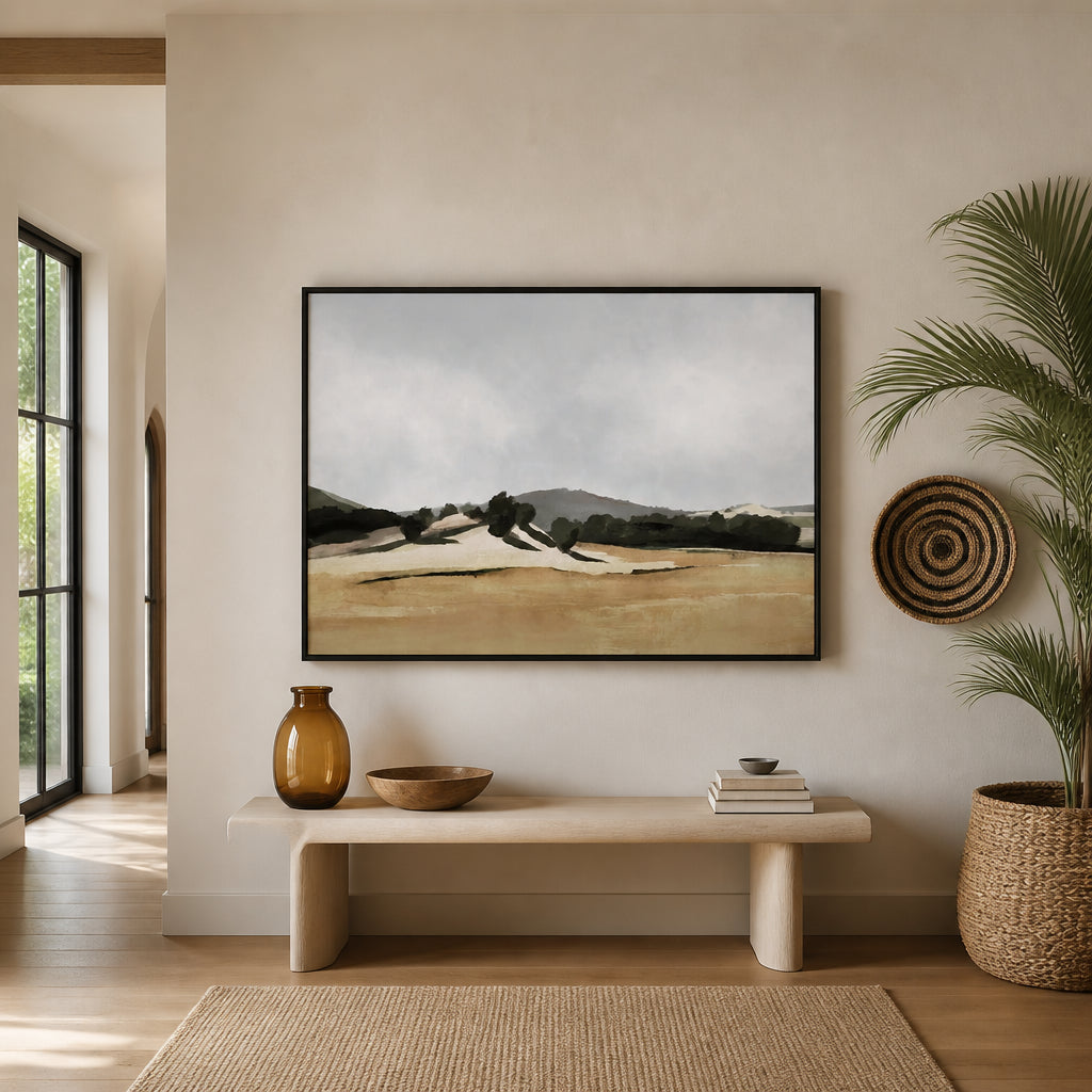 Room mockup featuring Hazy Hills Dreaming Art Print