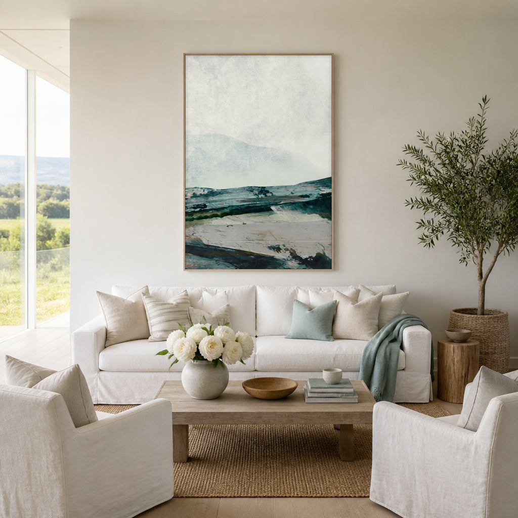 Room mockup featuring Mountain Serenity 1 Art Print
