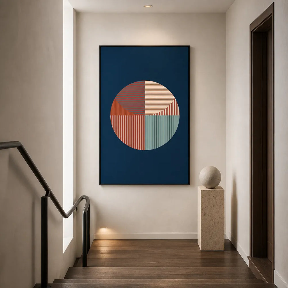 Room mockup featuring Geometric Contrast Circle Art Print