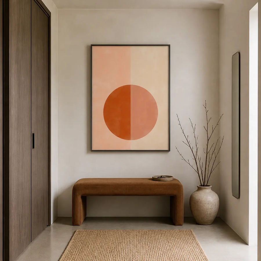 Terracotta Circle Harmony Art Print in a room setting