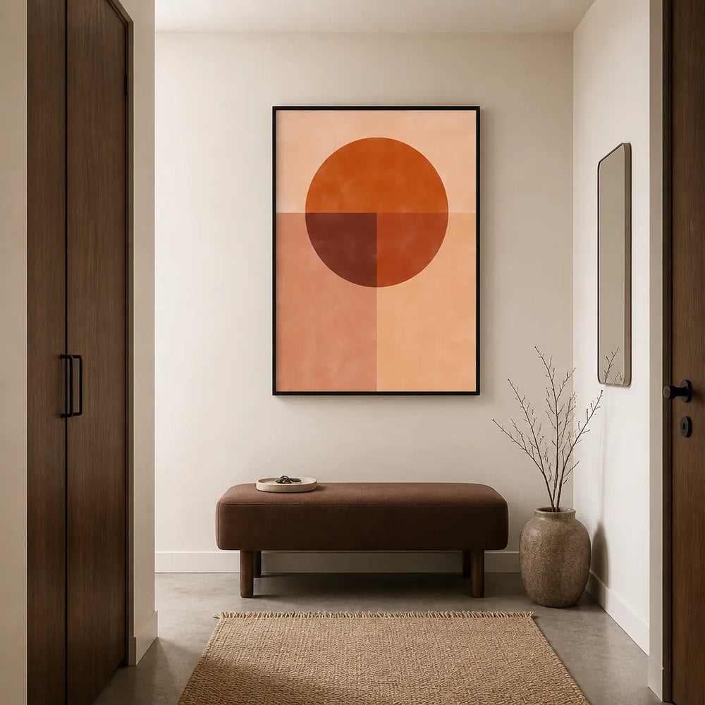 Room mockup featuring Terracotta Sun Rising Art Print