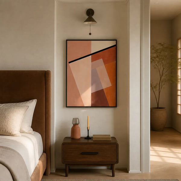 Terracotta Geometric Overlap Art Print in a room setting