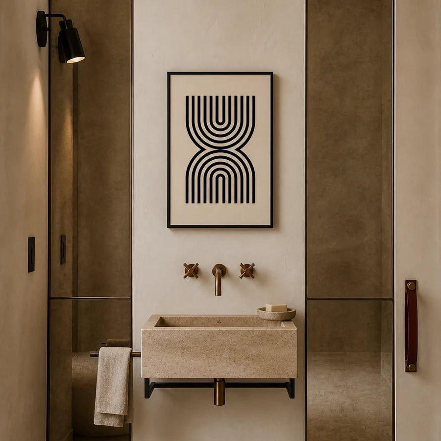 Geometric Hourglass Shape Art Print in a room setting