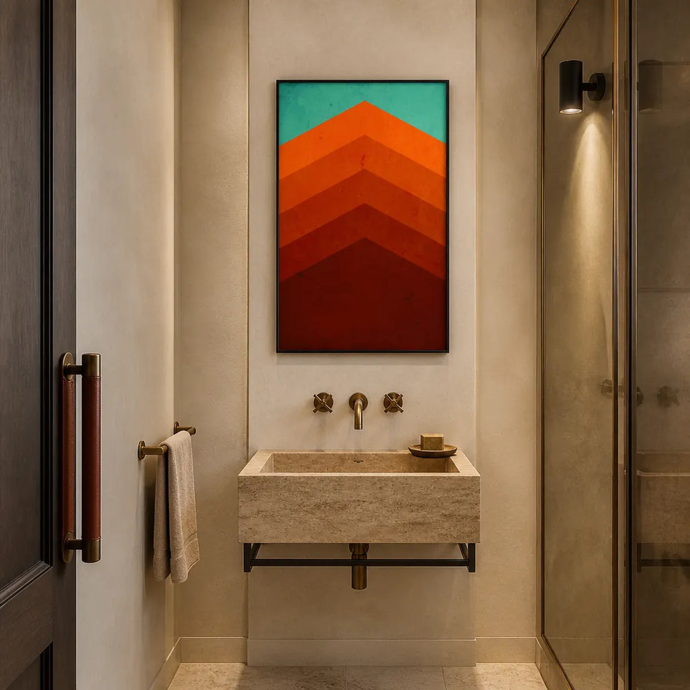 Room mockup featuring Sunrise Ascending Peaks Art Print