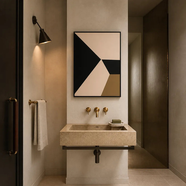 Room mockup featuring Trapezium Geometric Harmony Art Print