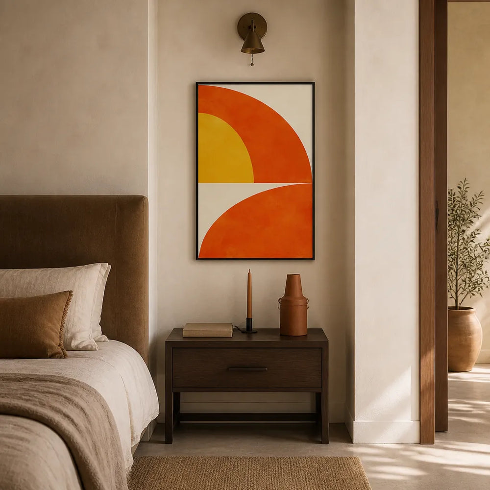 Room mockup featuring Bauhaus Rising Sun Art Print