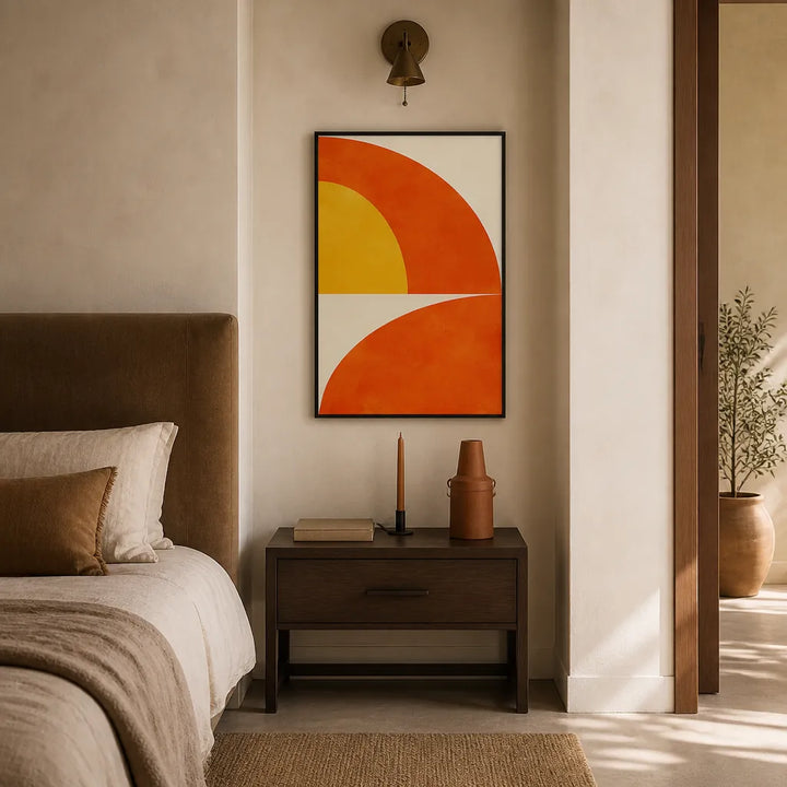 Room mockup featuring Bauhaus Rising Sun Art Print