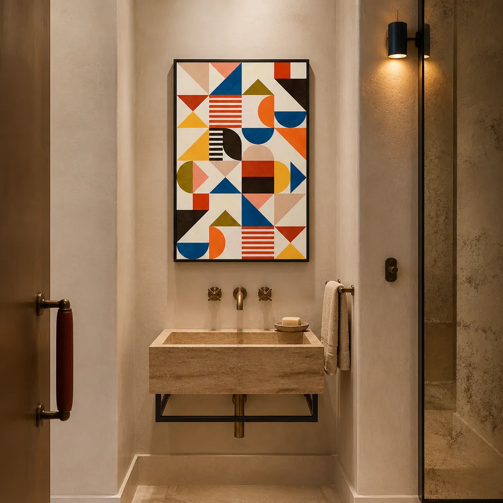 Room mockup featuring Bauhaus Geometric Play Art Print