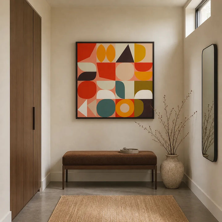 Room mockup featuring Bauhaus Geometric Blocks Art Print