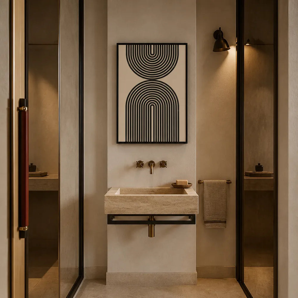 Room mockup featuring Symmetrical Black Arches Art Print