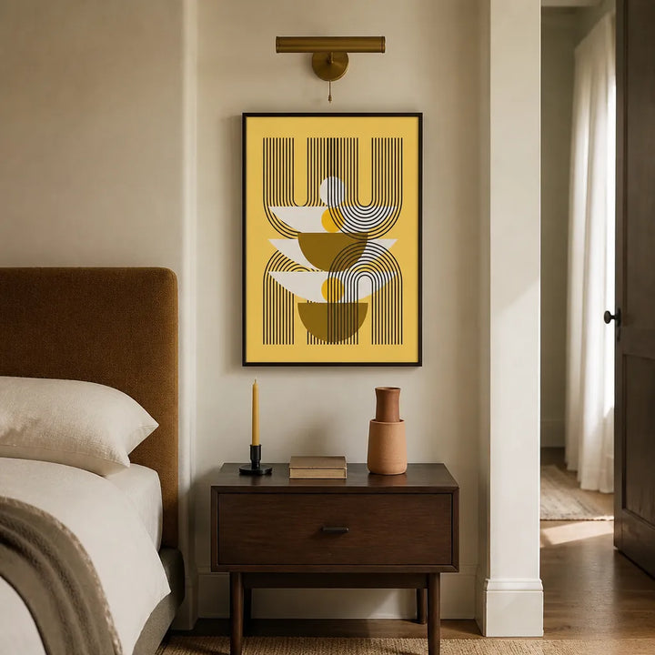 Room mockup featuring Mid Century Yellow Geometric Art Print