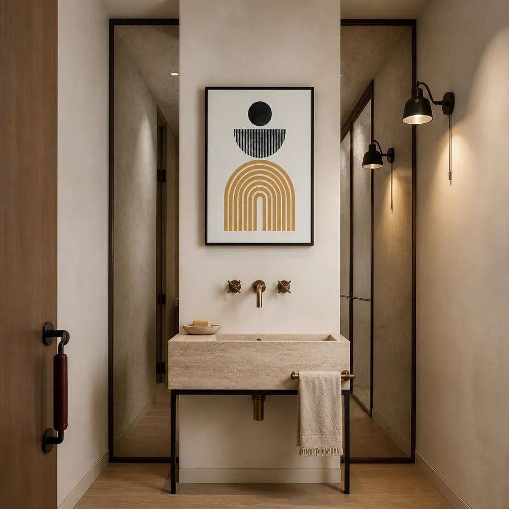 Room mockup featuring Midcentury Geometric Harmony Art Print