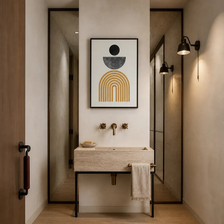 Room mockup featuring Midcentury Geometric Harmony Art Print