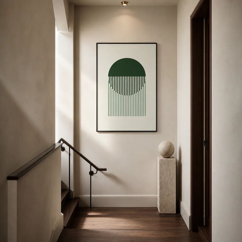 Room mockup featuring Minimalist Geometric Serenity Art Print