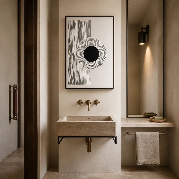 Room mockup featuring Minimalist Concentric Circle Art Print