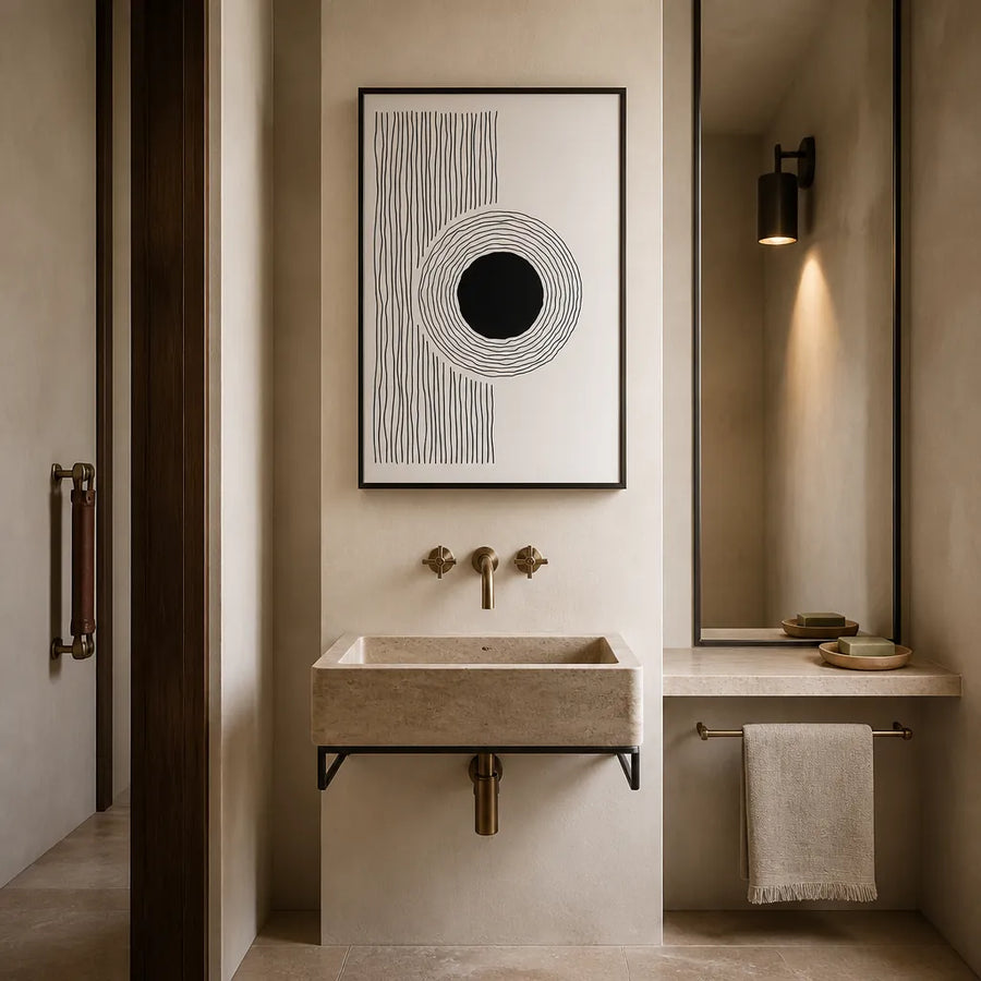 Minimalist Concentric Circle Art Print in a room setting