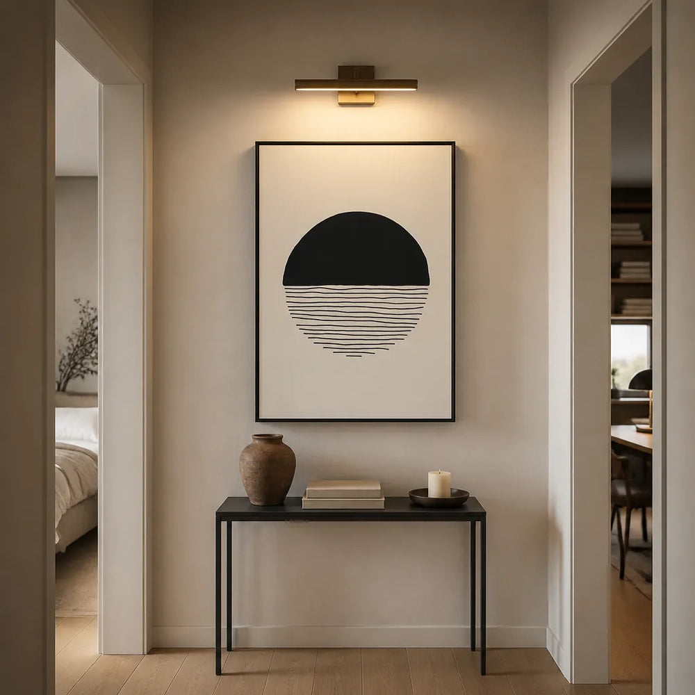 Room mockup featuring Minimalist Sunset Serenity #15 Art Print