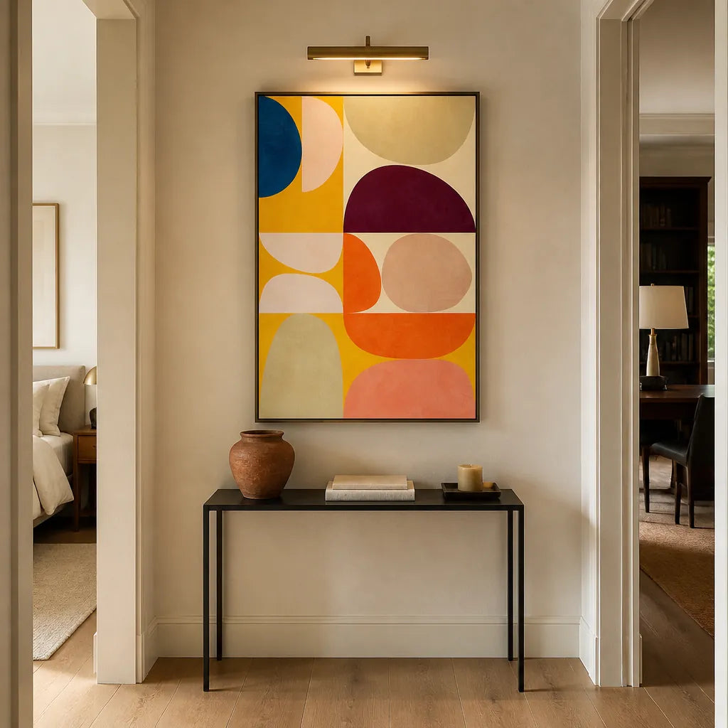 Room mockup featuring Vivid Bauhaus Geometry Art Print