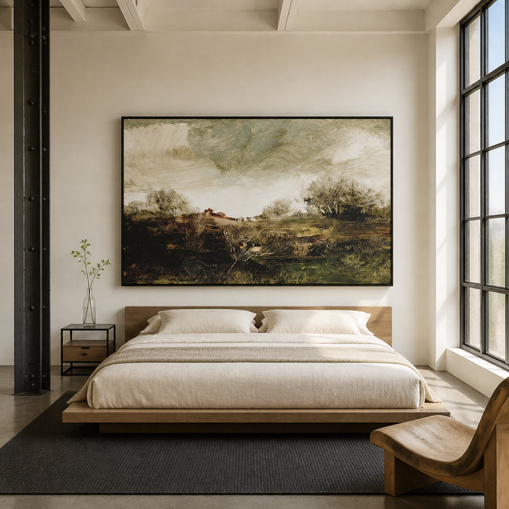 Room mockup featuring Exploring Hound Tor Art Print