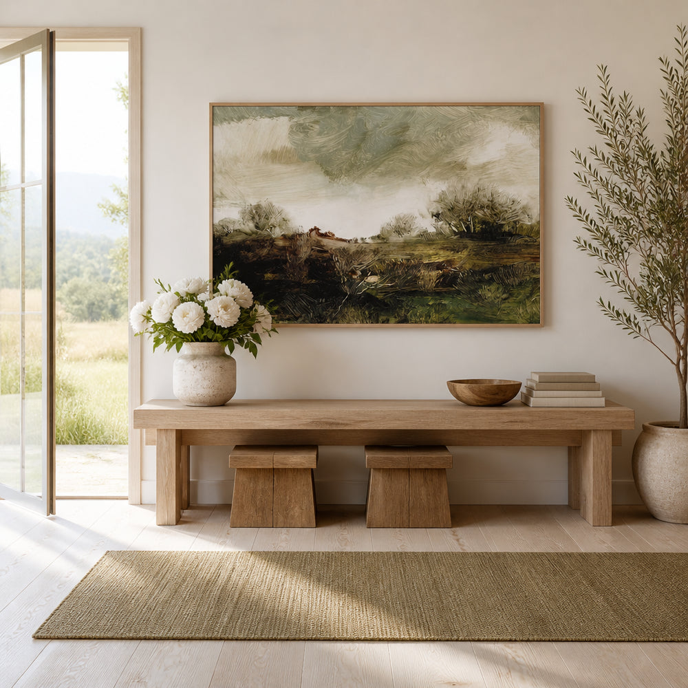 Room mockup featuring Exploring Hound Tor Art Print