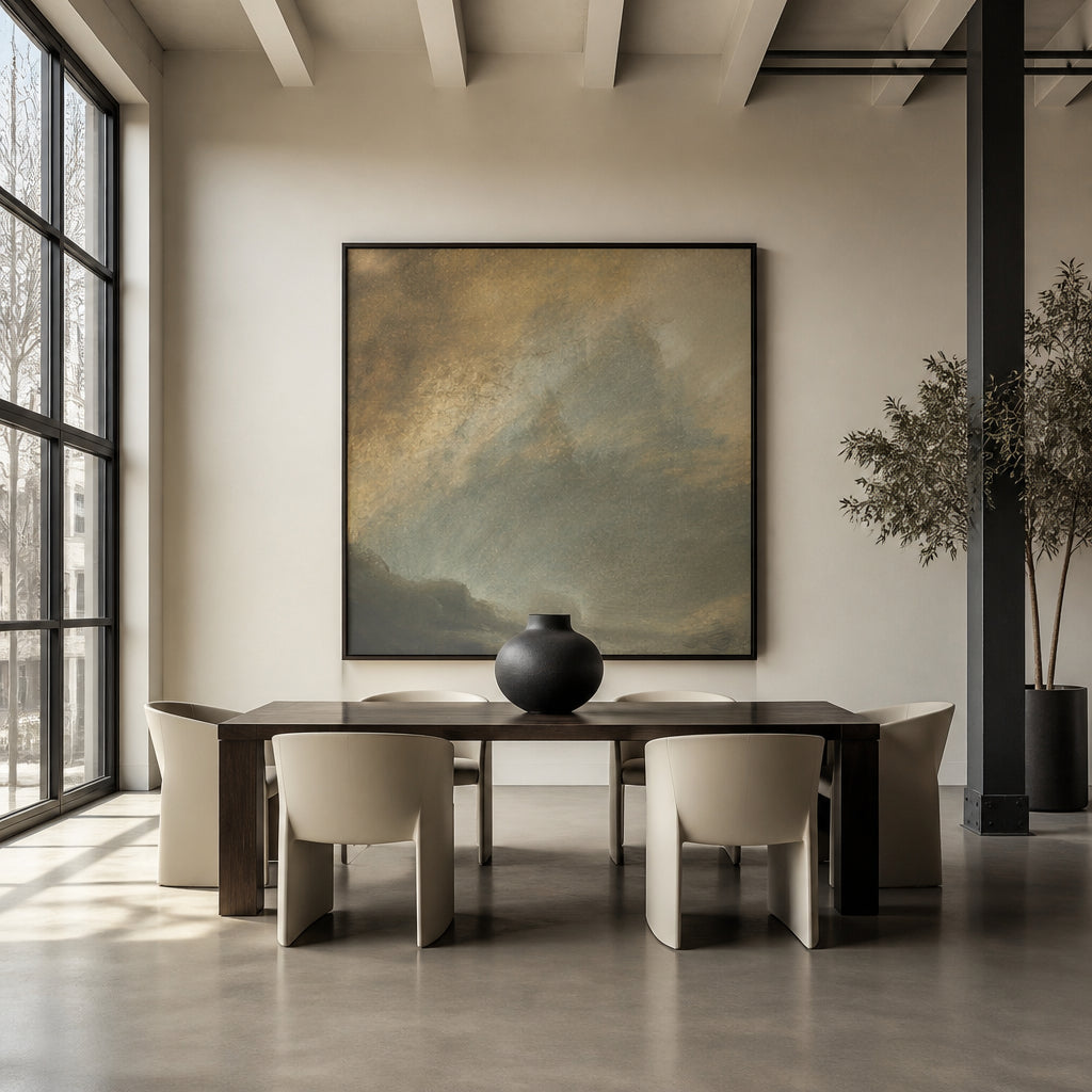 Room mockup featuring Mid Summer Storm Clouds Art Print