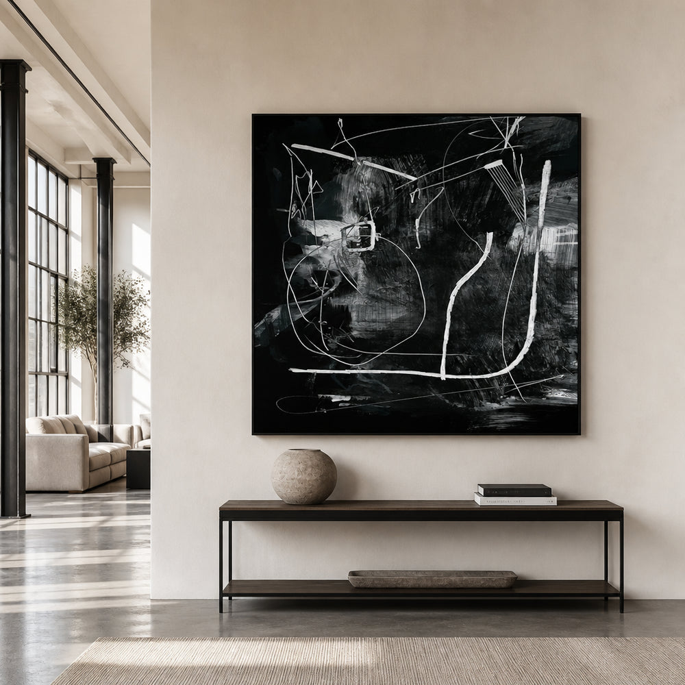Room mockup featuring Mono Abstract Lines Art Print