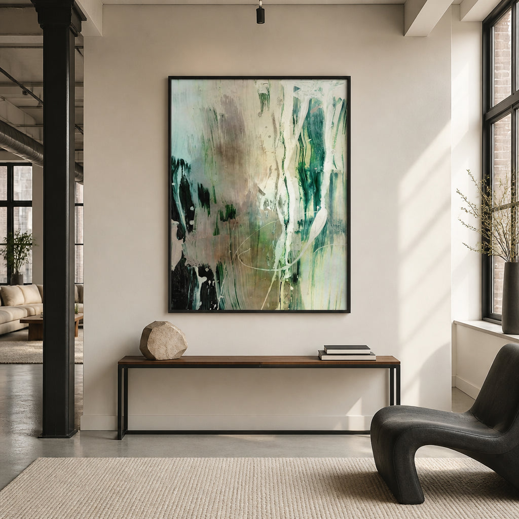 Room mockup featuring Verde Brushed Elegance Art Print