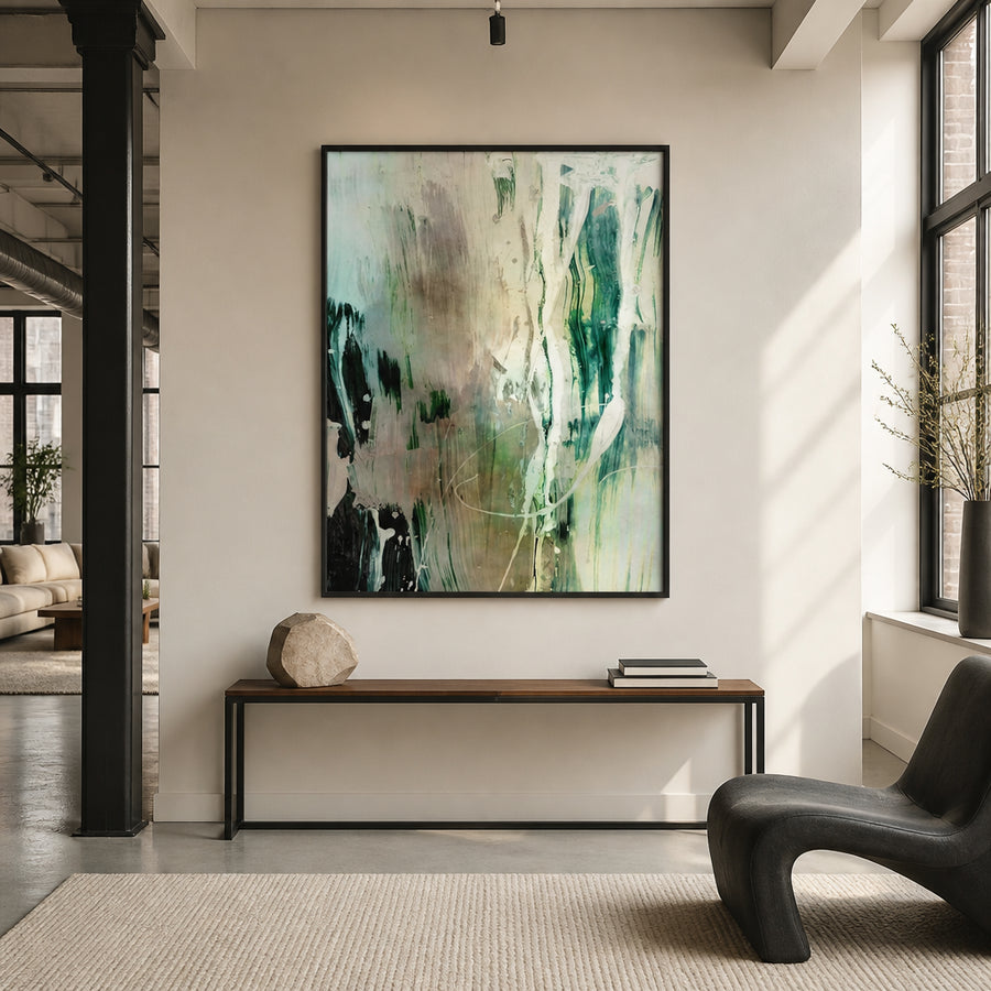 Verde Brushed Elegance Art Print in a room setting