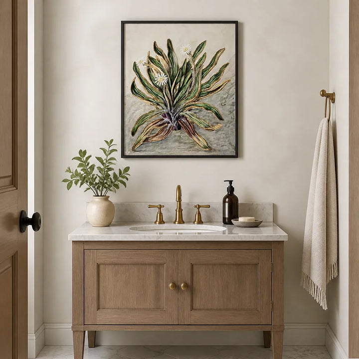 Room mockup featuring Mountain Daisy by Sarah Featon Art Print