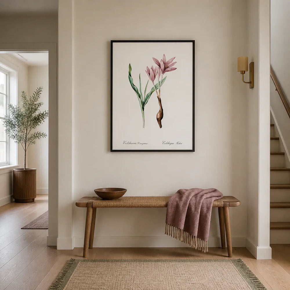 Room mockup featuring Autumn Crocus Illustration by Pierre-Joseph Redouté Art Print