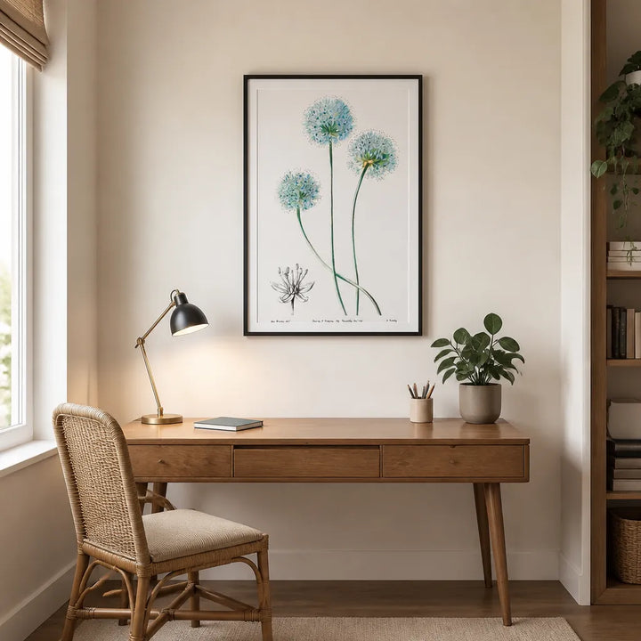 Room mockup featuring Blue Leek by Sydenham Edwards and John Lindley Art Print